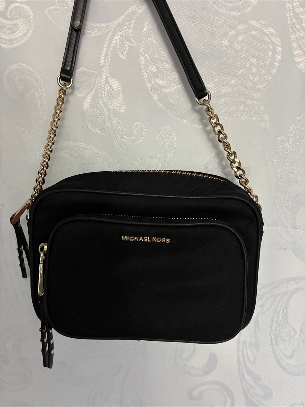Michael Kors Black Crossbody Bag with Gold Chain Strap